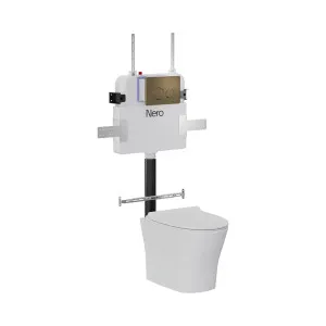 Signature Hygiene Rim BTW With CrystaSleek Seat With R&T In-wall Cistern and Push Plate Tumbled Antique Brass by NERO, a Toilets & Bidets for sale on Style Sourcebook