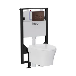 Signature Hygiene Rim Wall Hung Pan With R&T In-wall Cistern and Push Plate Rome Bronze by NERO, a Toilets & Bidets for sale on Style Sourcebook