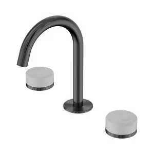 Serenity Basin Set Arc Spout With Carrara Handle Gun Metal by NERO, a Bathroom Taps & Mixers for sale on Style Sourcebook