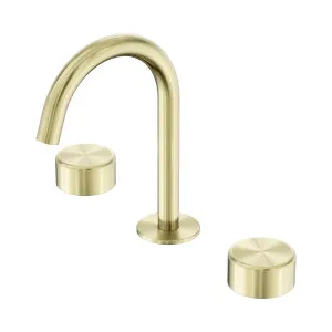 Serenity Basin Set Arc Spout With Metal Handle Brushed Gold by NERO, a Bathroom Taps & Mixers for sale on Style Sourcebook