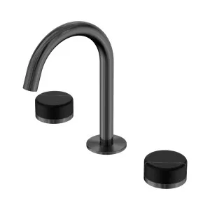 Serenity Basin Set Arc Spout With Marquina Black Handle Gun Metal by NERO, a Bathroom Taps & Mixers for sale on Style Sourcebook