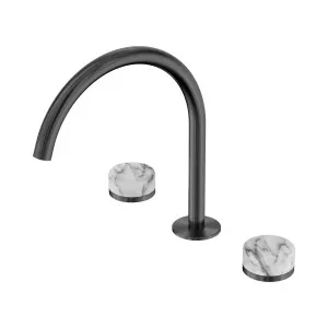Serenity Bath/Kitchen Set Arc Spout With Arabescato Corchia Handle Gun Metal by NERO, a Kitchen Taps & Mixers for sale on Style Sourcebook