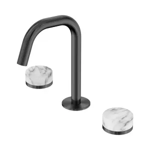 Serenity Basin Set Edge Spout With Arabescato Corchia Handle Gun Metal by NERO, a Bathroom Taps & Mixers for sale on Style Sourcebook