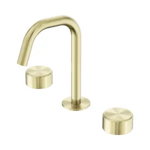 Serenity Basin Set Edge Spout With Metal Handle Brushed Gold by NERO, a Bathroom Taps & Mixers for sale on Style Sourcebook