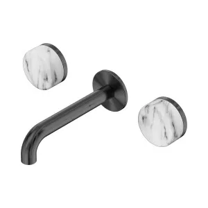 Serenity Wall Basin Set 160mm Spout With Arabescato Corchia Handle Gun Metal by NERO, a Bathroom Taps & Mixers for sale on Style Sourcebook