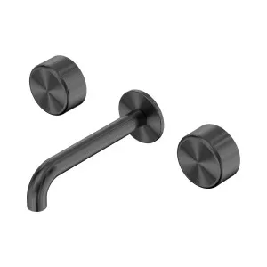 Serenity Wall Basin Set 160mm Spout With Metal Handle Gun Metal by NERO, a Bathroom Taps & Mixers for sale on Style Sourcebook