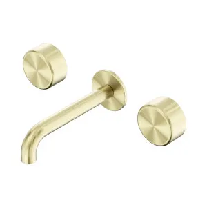Serenity Wall Basin Set 160mm Spout With Metal Handle Brushed Gold by NERO, a Bathroom Taps & Mixers for sale on Style Sourcebook