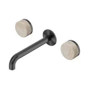 Serenity Wall Basin Set 185mm Spout With Rome Travertine Handle Brushed Nickel by NERO, a Bathroom Taps & Mixers for sale on Style Sourcebook