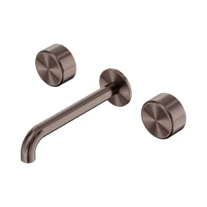 Serenity Wall Basin Set 185mm Spout With Metal Handle Brushed Bronze by NERO, a Bathroom Taps & Mixers for sale on Style Sourcebook