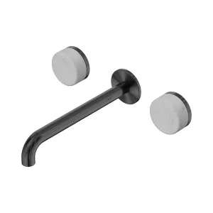 Serenity Wall Basin Set 220mm Spout With Carrara Handle Gun Metal by NERO, a Bathroom Taps & Mixers for sale on Style Sourcebook