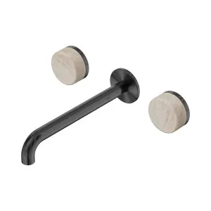 Serenity Wall Basin Set 220mm Spout With Rome Travertine Handle Brushed Nickel by NERO, a Bathroom Taps & Mixers for sale on Style Sourcebook
