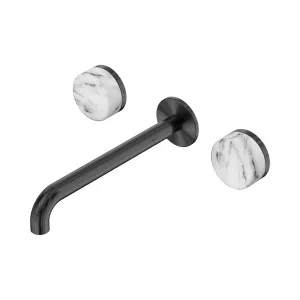 Serenity Wall Basin Set 220mm Spout With Arabescato Corchia Handle Gun Metal by NERO, a Bathroom Taps & Mixers for sale on Style Sourcebook