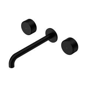 Serenity Wall Basin Set 220mm Spout With Metal Handle Matte Black by NERO, a Bathroom Taps & Mixers for sale on Style Sourcebook