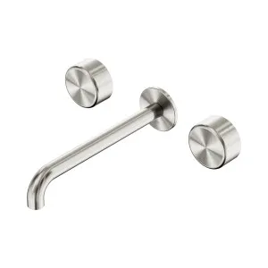 Serenity Wall Basin Set 220mm Spout With Metal Handle Brushed Nickel by NERO, a Bathroom Taps & Mixers for sale on Style Sourcebook