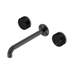 Serenity Wall Basin Set 220mm Spout With Marquina Black Handle Gun Metal by NERO, a Bathroom Taps & Mixers for sale on Style Sourcebook