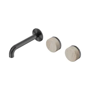 Serenity Wall Basin Set 160mm Offset Spout With Rome Travertine Handle Brushed Nickel by NERO, a Bathroom Taps & Mixers for sale on Style Sourcebook