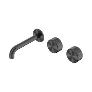 Serenity Wall Basin Set 160mm Offset Spout With Metal Handle Gun Metal by NERO, a Bathroom Taps & Mixers for sale on Style Sourcebook
