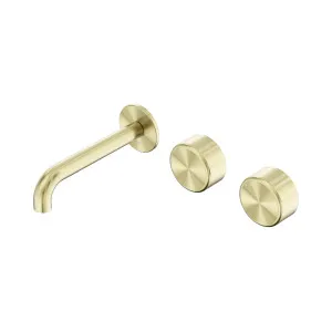 Serenity Wall Basin Set 160mm Offset Spout With Metal Handle Brushed Gold by NERO, a Bathroom Taps & Mixers for sale on Style Sourcebook