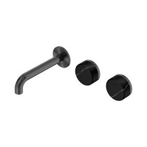 Serenity Wall Basin Set 160mm Offset Spout With Marquina Black Handle Gun Metal by NERO, a Bathroom Taps & Mixers for sale on Style Sourcebook