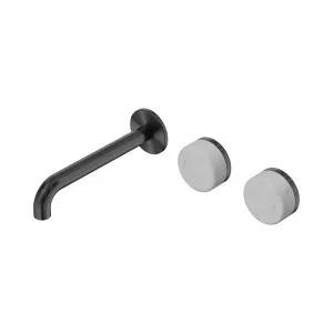 Serenity Wall Basin Set 185mm Offset Spout With Carrara Handle Gun Metal by NERO, a Bathroom Taps & Mixers for sale on Style Sourcebook