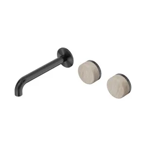 Serenity Wall Basin Set 185mm Offset Spout With Rome Travertine Handle Brushed Nickel by NERO, a Bathroom Taps & Mixers for sale on Style Sourcebook