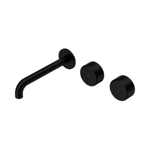 Serenity Wall Basin Set 185mm Offset Spout With Metal Handle Matte Black by NERO, a Bathroom Taps & Mixers for sale on Style Sourcebook