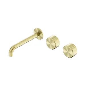Serenity Wall Basin Set 185mm Offset Spout With Metal Handle Brushed Gold by NERO, a Bathroom Taps & Mixers for sale on Style Sourcebook