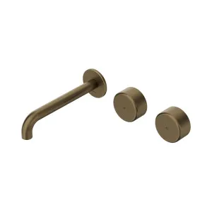 Serenity Wall Basin Set 185mm Offset Spout With Metal Handle Tumbled Antique Brass by NERO, a Bathroom Taps & Mixers for sale on Style Sourcebook