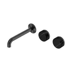 Serenity Wall Basin Set 185mm Offset Spout With Marquina Black Handle Gun Metal by NERO, a Bathroom Taps & Mixers for sale on Style Sourcebook