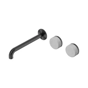 Serenity Wall Basin Set 220mm Offset Spout With Carrara Handle Gun Metal by NERO, a Bathroom Taps & Mixers for sale on Style Sourcebook