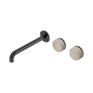 Serenity Wall Basin Set 220mm Offset Spout With Rome Travertine Handle Brushed Nickel by NERO, a Bathroom Taps & Mixers for sale on Style Sourcebook