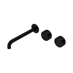 Serenity Wall Basin Set 220mm Offset Spout With Metal Handle Matte Black by NERO, a Bathroom Taps & Mixers for sale on Style Sourcebook