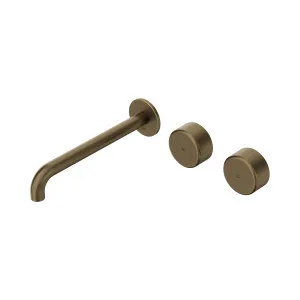 Serenity Wall Basin Set 220mm Offset Spout With Metal Handle Tumbled Antique Brass by NERO, a Bathroom Taps & Mixers for sale on Style Sourcebook