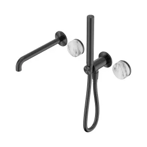 Serenity Progressive Shower System With Spout With Arabescato Corchia Handle And Slim Shower Gun Metal by NERO, a Shower Heads & Mixers for sale on Style Sourcebook
