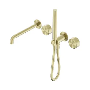 Serenity Progressive Shower System With Spout With Metal Handle And Slim Shower Brushed Gold by NERO, a Shower Heads & Mixers for sale on Style Sourcebook