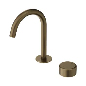 Serenity Progressive Basin Mixer Arc Spout With Metal Handle Tumbled Antique Brass by NERO, a Bathroom Taps & Mixers for sale on Style Sourcebook