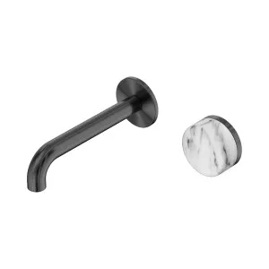 Serenity Progressive Wall Basin Mixer 160mm Spout With Arabescato Corchia Handle Gun Metal by NERO, a Bathroom Taps & Mixers for sale on Style Sourcebook