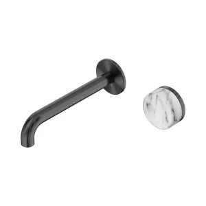 Serenity Progressive Wall Basin Mixer 185mm Spout With Arabescato Corchia Handle Gun Metal by NERO, a Bathroom Taps & Mixers for sale on Style Sourcebook