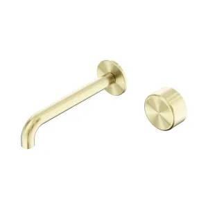 Serenity Progressive Wall Basin Mixer 185mm Spout With Metal Handle Brushed Gold by NERO, a Bathroom Taps & Mixers for sale on Style Sourcebook
