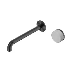 Serenity Progressive Wall Basin Mixer 220mm Spout With Carrara Handle Gun Metal by NERO, a Bathroom Taps & Mixers for sale on Style Sourcebook