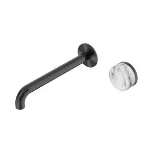 Serenity Progressive Wall Basin Mixer 220mm Spout With Arabescato Corchia Handle Gun Metal by NERO, a Bathroom Taps & Mixers for sale on Style Sourcebook