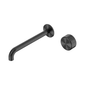 Serenity Progressive Wall Basin Mixer 220mm Spout With Metal Handle Gun Metal by NERO, a Bathroom Taps & Mixers for sale on Style Sourcebook