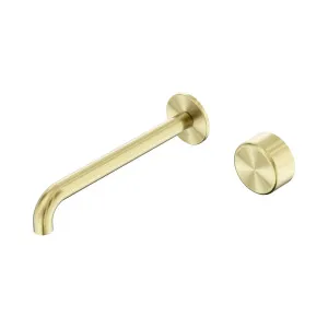 Serenity Progressive Wall Basin Mixer 220mm Spout With Metal Handle Brushed Gold by NERO, a Bathroom Taps & Mixers for sale on Style Sourcebook