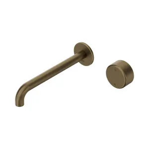 Serenity Progressive Wall Basin Mixer 220mm Spout With Metal Handle Tumbled Antique Brass by NERO, a Bathroom Taps & Mixers for sale on Style Sourcebook
