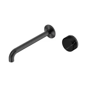 Serenity Progressive Wall Basin Mixer 220mm Spout With Marquina Black Handle Gun Metal by NERO, a Bathroom Taps & Mixers for sale on Style Sourcebook
