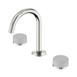 Serenity Basin Set Arc Spout With Carrara Handle Brushed Nickel by NERO, a Bathroom Taps & Mixers for sale on Style Sourcebook