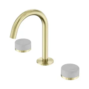 Serenity Basin Set Arc Spout With Carrara Handle Brushed Gold by NERO, a Bathroom Taps & Mixers for sale on Style Sourcebook
