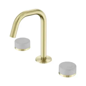 Serenity Basin Set Edge Spout With Carrara Handle Brushed Gold by NERO, a Bathroom Taps & Mixers for sale on Style Sourcebook