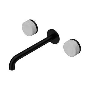 Serenity Wall Basin Set 220mm Spout With Carrara Handle Matte Black by NERO, a Bathroom Taps & Mixers for sale on Style Sourcebook