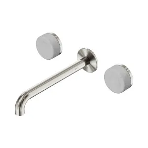 Serenity Wall Basin Set 220mm Spout With Carrara Handle Brushed Nickel by NERO, a Bathroom Taps & Mixers for sale on Style Sourcebook